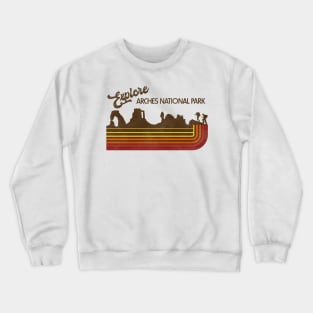 Explore Arches National Park Retro 70s/80s Stripe Crewneck Sweatshirt